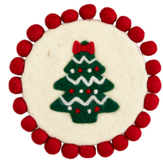 Christmas Felt Wool Pom Trivet