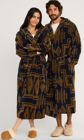 Pendleton Harding Navy/Bronze Hooded Bathrobe