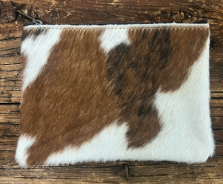 Cowhide Small Cosmetic Bag Plain