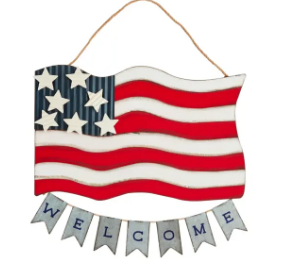 American Flag Tin Door Hanger