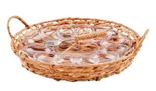 Acrylic and Rattan Egg Tray Set