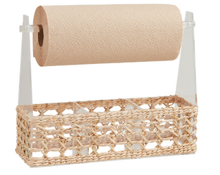 Acrylic/Rattan Utensil/Towel Caddy