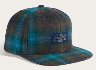 Pendleton Plaid Flat Brim Hat Teal/Charcoal Ombre