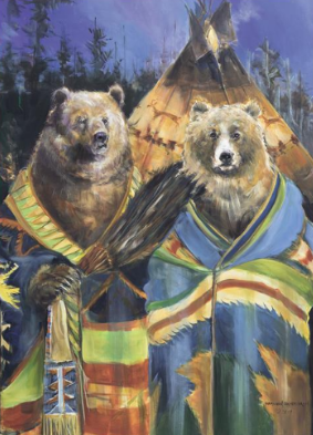 "Teepee Bears" Gallery Wrap  32x48
