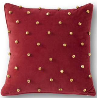 Red Pillow with Gold Bells