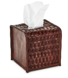 Chestnut Leather Tissue Box Cover