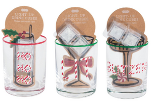 Christmas Glass w/ Light Up Cube Set