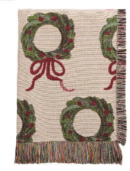 Christmas Wreath Jacquard Blanket 63" x 55"