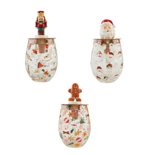 Christmas Wine Glasses w/ Stopper