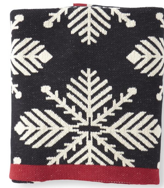 Black and White Knit Snowflake Throw 60x50