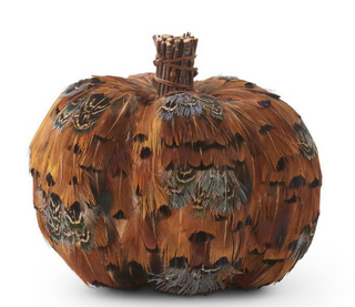 Orange and Brown 5" Feather Pumpkin