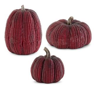 Burgundy Resin Indian Corn Pumpkin