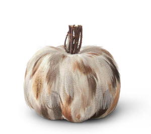 Feather White and Brown 5.25" Pumpkin