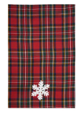 Red Tartan Snowflake Dish Towel