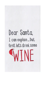 Dear Santa Drink Wine Dish Towel