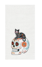Feline Sugar Skull Dish Towel