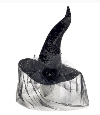 Black velvet Witch Hat with Veil