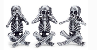 Silver Skeleton Figure (Set of 3) See/Hear/Speak No Evil