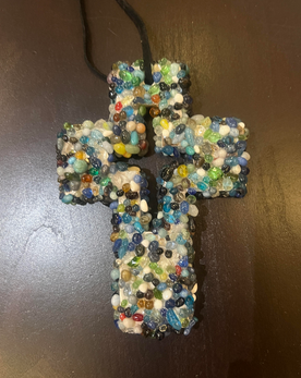Blue Beaded Cross