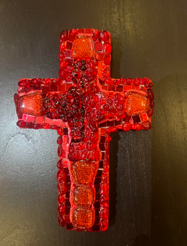 Red Beaded Mosaic Cross
