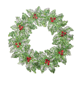 Glittered Holly Wreath Ornament