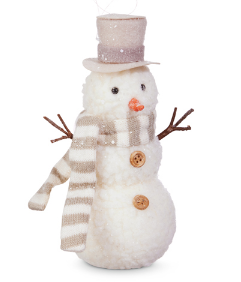 Glittery Whimsical Snowman 7" Ornament
