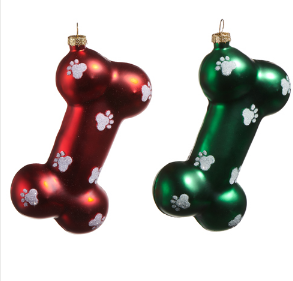Paw Print Dog Bone Ornament