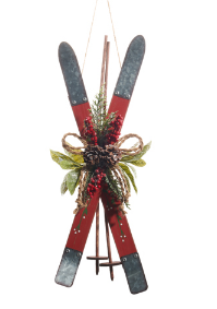Crossed Red Ski Ornament 21.5