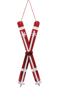 Red Skis Ornament 9.5"