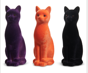 Flocked Halloween Cat