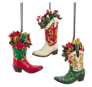 Western Christmas Boot Ornament