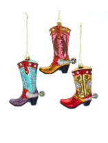 Glass Cowboy Boot Ornament