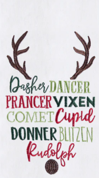 Reindeer Names Dish Towel
