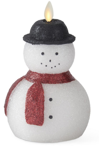 Luminara Wax Glitter Snowman Candle 6.75"