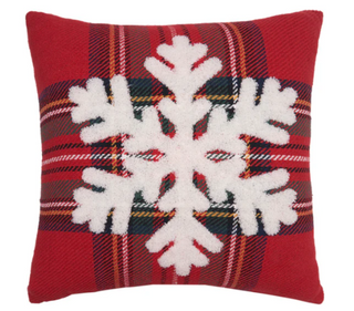 Red Tartan Snowflake Pillow