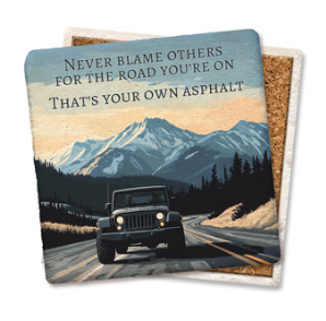 Never Blame Others Limestone Coaster