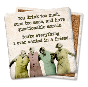 Cuss Too Much Limestone Coaster