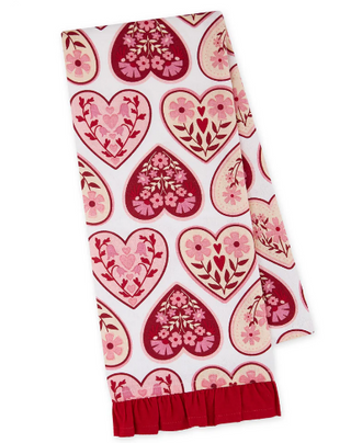 Heritage Hearts Embellished Dish Towel