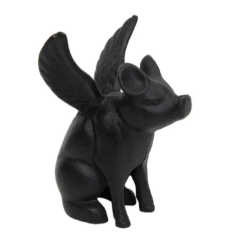 Flying Pig Cast Iron Figurine