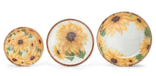 Sunflower Wood Enamel Bowl