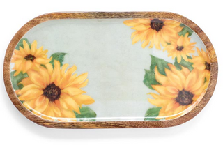Sunflower Wood Enamel Tray