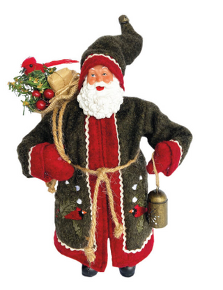 Santa Claus w/ Cardinal & Lantern 12"