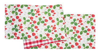 Strawberry Patch and Plaid Table Runner 72"