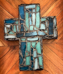 Trinity Blue Stain Glass Cross