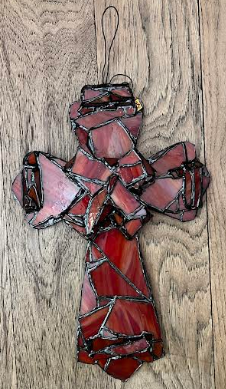 Red Stained Glass Cross