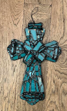Blue Stained Glass Cross