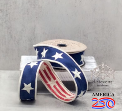 Patriotic Embroidered Stars Navy Ribbon 5yds.