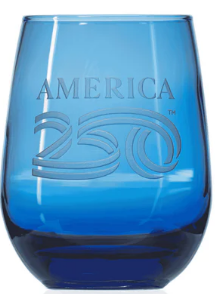 America 250 Blue Stemless Wine Glass