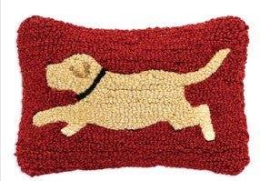 Running Yellow Lab Wool Pillow