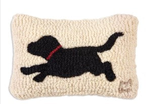 Running Black Lab Wool Pillow
